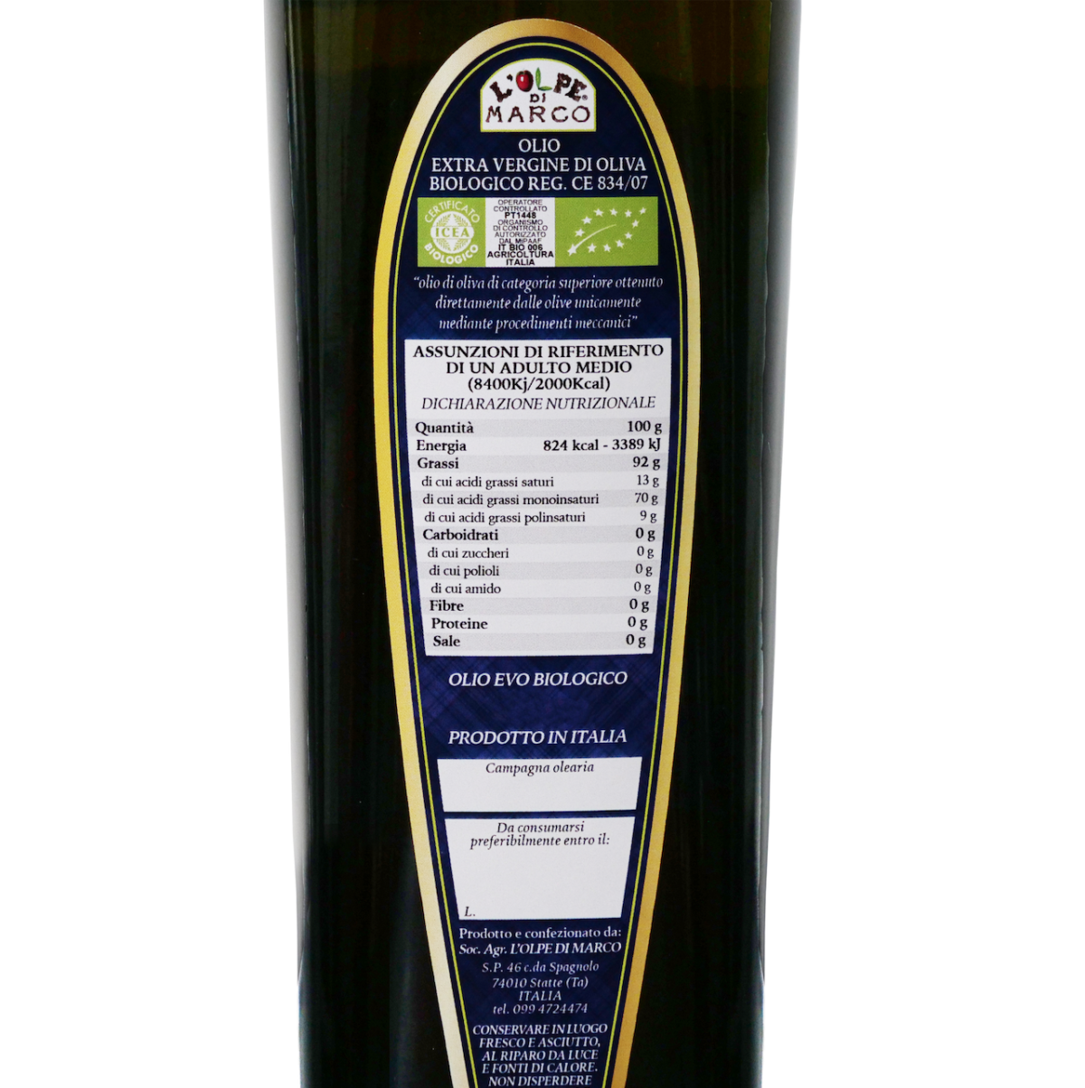 etichetta olio